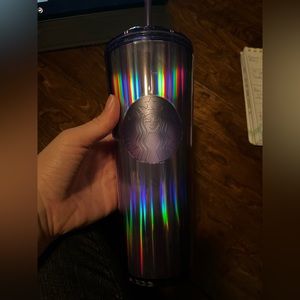Purple 24 oz Starbucks kaleidoscope tumbler dome lid top straw new iridescent